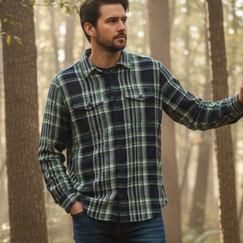 Roots  Plaid Shirt / Shacket in Green and Navy BNWOT
